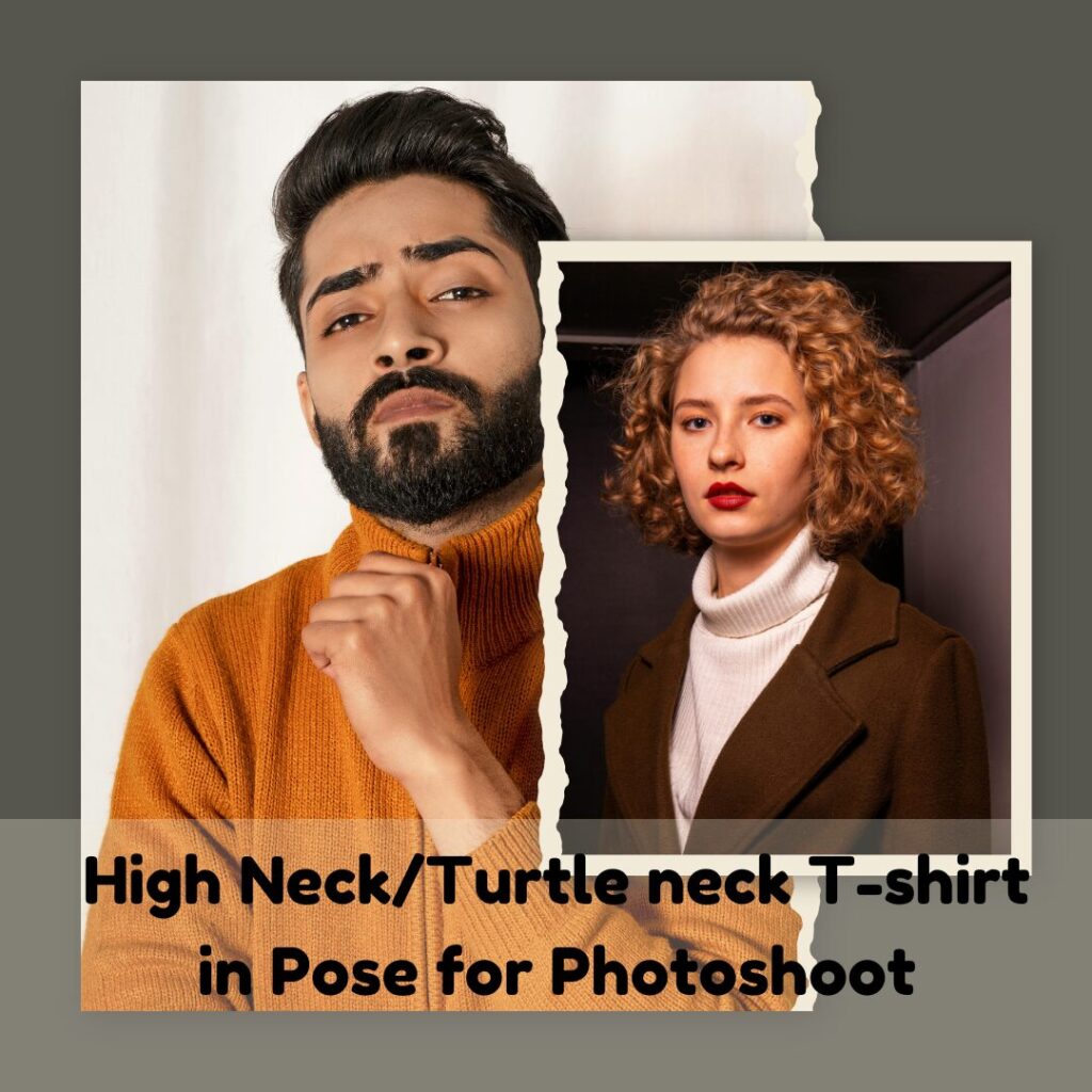 High Neck Turtleneck T shirt in pose for photoshoot