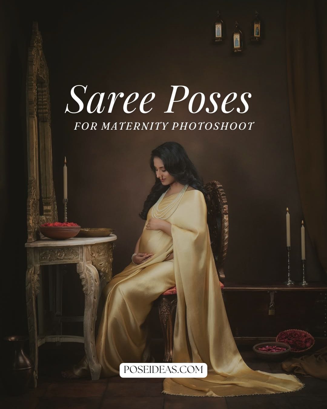 Saree Poses for Maternity Photoshoot